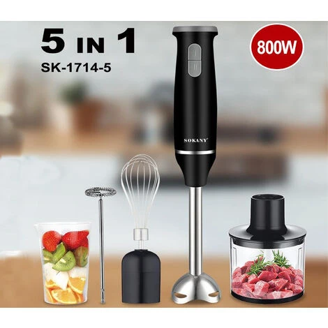 Frullatore Immersione 800W Multifunzione 5in1 Lama Bicchiere Mixer Tritatutto 3 Frullatore Immersione 800W Multifunzione 5in1 Lama Bicchiere Mixer Tritatutto