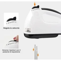 Sbattitore Elettrico Professionale Manuale 7 Velocità 260W Doppia Frusta Acciaio 11 Sbattitore Elettrico Professionale Manuale 7 Velocità 260W Doppia Frusta Acciaio -Piccoli Elettrodomestici Negozio 83678251 5