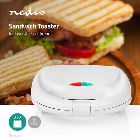 Nedis Maker Sandwich 800 W 20.5 X 12 Cm Plastica 4 Nedis Maker Sandwich 800 W 20.5 X 12 Cm Plastica - immagine 2