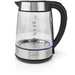Nedis Bollitore Elettrico 1.7 L Vetro Trasparente 60,70,80,90,100 °C Indicatore Di Temperatura Ruotabile Di 360 Gradi Elemento Riscaldante Nascosto Controller Strix® Protezione Da Bollitura A