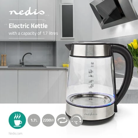 Nedis Bollitore Elettrico 1.7 L Vetro Trasparente 60,70,80,90,100 °C Indicatore Di Temperatura Ruotabile Di 360 Gradi Elemento Riscaldante Nascosto Controller Strix® Protezione Da Bollitura A 4 Nedis Bollitore Elettrico 1.7 L Vetro Trasparente 60,70,80,90,100 °C Indicatore Di Temperatura Ruotabile Di 360 Gradi Elemento Riscaldante Nascosto Controller Strix® Protezione Da Bollitura A - immagine 2