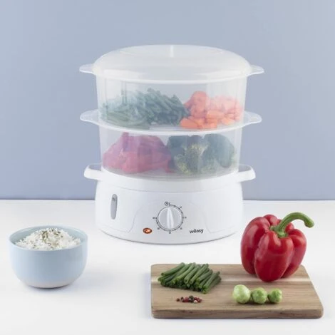 Wëasy - Pentola A Vapore Elettrico VEGE8, Multifunzione, 9 L, 3 Ciotole Impilabili Rimovibili Per Cottura Uova, Verdure, Carne, Pesce, Ciotola Per Riso, Timer 60 Min, Conservazione Delle Vitamine 6 Wëasy - Pentola A Vapore Elettrico VEGE8, Multifunzione, 9 L, 3 Ciotole Impilabili Rimovibili Per Cottura Uova, Verdure, Carne, Pesce, Ciotola Per Riso, Timer 60 Min, Conservazione Delle Vitamine - immagine 4