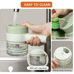 Tritatutto Elettrico Portatile 4 In 1 Set Tagliaverdure Wireless Tritaverdure E Tritacarne Con Alimentazione USB Per Cucinare In Cucina-1 Confezione (verde, Confezione Da 1) -Piccoli Elettrodomestici Negozio 86857756 3