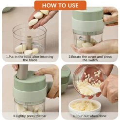 Tritatutto Elettrico Portatile 4 In 1 Set Tagliaverdure Wireless Tritaverdure E Tritacarne Con Alimentazione USB Per Cucinare In Cucina-1 Confezione (verde, Confezione Da 1) -Piccoli Elettrodomestici Negozio 86857756 4