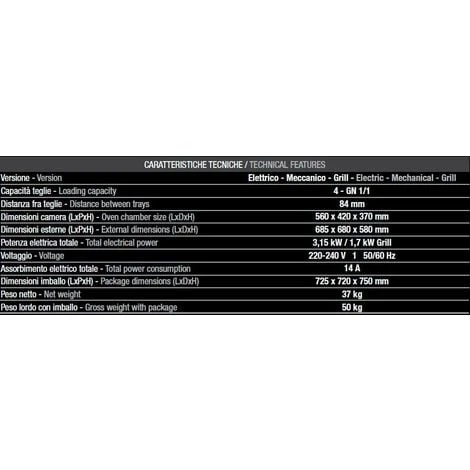 Forno Tecnodom 04 Grill Meccanico Porta A Bandiera Sinistra Meccanico A Convezione, Con Grill, 4 Teglie O Griglie GN 1/1 4 Forno Tecnodom 04 Grill Meccanico Porta A Bandiera Sinistra Meccanico A Convezione, Con Grill, 4 Teglie O Griglie GN 1/1 - immagine 2