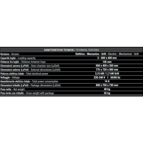 Forno Tecnodom 600 Grill Meccanico Porta A Bandiera Sinistra Meccanico A Convezione, Con Grill, 3 Teglie O Griglie 600 X 400 Mm 4 Forno Tecnodom 600 Grill Meccanico Porta A Bandiera Sinistra Meccanico A Convezione, Con Grill, 3 Teglie O Griglie 600 X 400 Mm - immagine 2