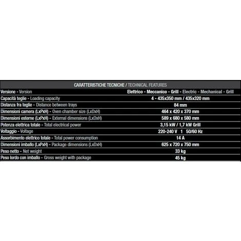 Forno Tecnodom 595 Grill Meccanico Porta A Bandiera Sinistra Meccanico A Convezione,con Grill, Per Teglie O Griglie 435 X 350 Mm / 450 X 325 Mm 4 Forno Tecnodom 595 Grill Meccanico Porta A Bandiera Sinistra Meccanico A Convezione,con Grill, Per Teglie O Griglie 435 X 350 Mm / 450 X 325 Mm - immagine 2