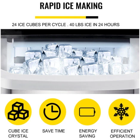 VEVOR 18 Kg Macchina Del Ghiaccio Commerciale, Fabbricatore Ghiaccio Con Pannello Con Schermo LCD, 13-25 Minuti Macchina Per Cubetti Di Ghiaccio Manuale Automatico 5 VEVOR 18 Kg Macchina Del Ghiaccio Commerciale, Fabbricatore Ghiaccio Con Pannello Con Schermo LCD, 13-25 Minuti Macchina Per Cubetti Di Ghiaccio Manuale Automatico - immagine 3