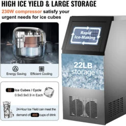VEVOR Macchina Per Cubetti Di Ghiaccio Professionale 50kg/24h Macchinetta Cubetti Ghiaccio Commerciale 220V In Acciaio Inox Fabbricatore Del Ghiaccio Per Casa Ristorante Caffetteria Bar Ufficio -Piccoli Elettrodomestici Negozio 92082940 4