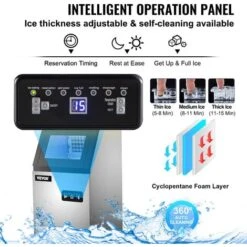 VEVOR Macchina Elettrica In Acciaio Inox ABS Del Ghiaccio 280W Commerciale, Macchina Commerciale Del Ghiaccio A Cubetto Produzione 68kg / 24Ore, Macchina Produttrice Del Ghiaccio Per Bar Ristorante -Piccoli Elettrodomestici Negozio 92082943 5
