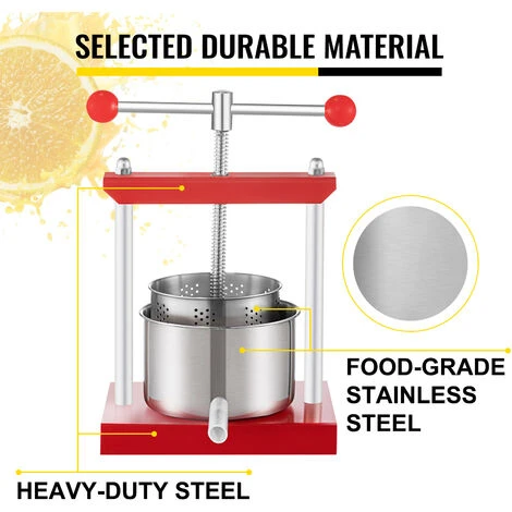 VEVOR RS-6 Premitutto Per Pomodori Melanzane, 5,5 L Pressa Per Uva Da Vino In Acciaio Inox E Ferro E Plastica, 30 X 25 X 45,5 Cm Torchio Per Melanzane Ortaggi Succhi, 5,5 Kg Premitutto Per Formaggio 4 VEVOR RS-6 Premitutto Per Pomodori Melanzane, 5,5 L Pressa Per Uva Da Vino In Acciaio Inox E Ferro E Plastica, 30 X 25 X 45,5 Cm Torchio Per Melanzane Ortaggi Succhi, 5,5 Kg Premitutto Per Formaggio - immagine 2