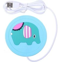 Set Di Tovagliette E Sottobicchieri Divertimento Scaldatazze Riscaldamento Elettrico Tazze Bevande Tè Scalda Caffè (Elefante Blu)