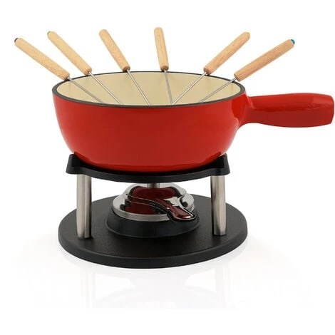 BBQ-Toro Set Per Fonduta In Ghisa Da 9 Pezzi Per 6 Persone 2 L Smaltato, Rosso 3 BBQ-Toro Set Per Fonduta In Ghisa Da 9 Pezzi Per 6 Persone 2 L Smaltato, Rosso