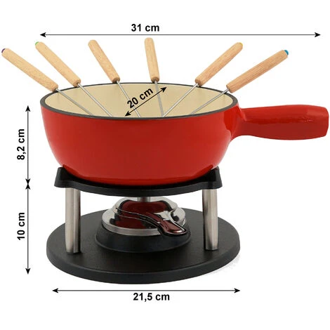BBQ-Toro Set Per Fonduta In Ghisa Da 9 Pezzi Per 6 Persone 2 L Smaltato, Rosso 5 BBQ-Toro Set Per Fonduta In Ghisa Da 9 Pezzi Per 6 Persone 2 L Smaltato, Rosso - immagine 3