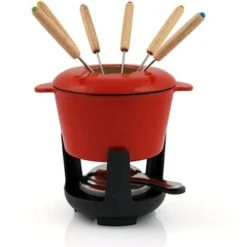 BBQ-Toro Set Per Fonduta In Ghisa Da 13 Pezzi Per 6 Persone 1 L Rosso Smaltato