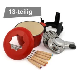 BBQ-Toro Set Per Fonduta In Ghisa Da 13 Pezzi Per 6 Persone 1 L Rosso Smaltato -Piccoli Elettrodomestici Negozio 94789862 5