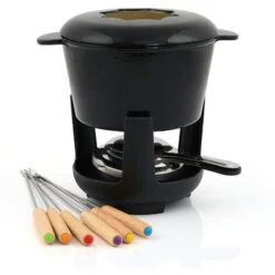 BBQ-Toro Set Per Fonduta In Ghisa Da 13 Pezzi Per 6 Persone 1 L Nero Smaltato -Piccoli Elettrodomestici Negozio 94790016 4