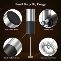 Montalatte Per Caffè, Montalatte Elettrico Portatile, Creatore Di Schiuma, Frusta A Batteria, Frullatore Per Bevande, Mini Schiuma In Acciaio Inox Per Latte Macchiato, Cappuccino, Matcha, Cioccolata C -Piccoli Elettrodomestici Negozio 94914381 3