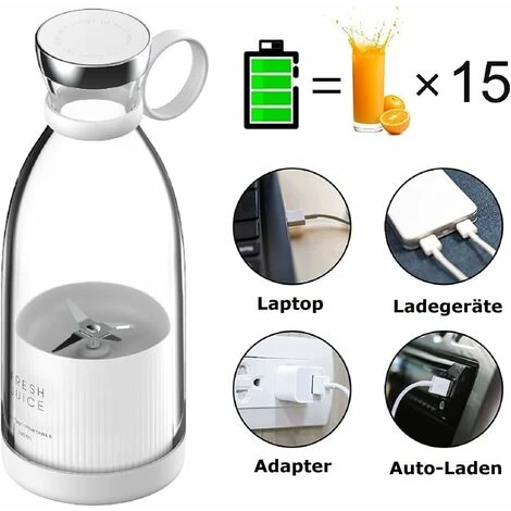 Blender Smoothie Makers, ITullatore Portatile Da 350 Ml Mini ITullatori A Brocca, ITullatore Personale Multifunzionale Mixer Per Succhi ITeschi Bottiglia Da Portare Con USB Ricaricabile (bianco) 5 Blender Smoothie Makers, ITullatore Portatile Da 350 Ml Mini ITullatori A Brocca, ITullatore Personale Multifunzionale Mixer Per Succhi ITeschi Bottiglia Da Portare Con USB Ricaricabile (bianco) - immagine 3