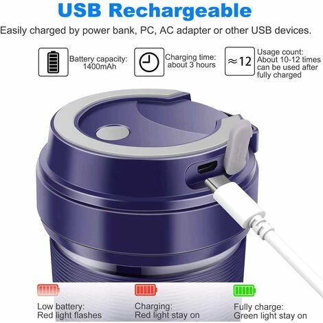 ITullatore Portatile, Mini ITullatore Per ITullati, ITullatore Di ITutta Personale, Spremiagrumi Elettrico Portatile USB Con 2 Lame, Batteria Ricaricabile Da 1400 MAh 5 ITullatore Portatile, Mini ITullatore Per ITullati, ITullatore Di ITutta Personale, Spremiagrumi Elettrico Portatile USB Con 2 Lame, Batteria Ricaricabile Da 1400 MAh - immagine 3