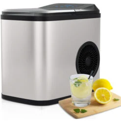 Piccoli Elettrodomestici Negozio 25 Randaco Macchina Del Ghiaccio Fabbricatore Di Ghiaccio 2.2L 150W Display LCD Grigi, Vassoio Per Cubetti Di Ghiaccio Da 0,8 Litri