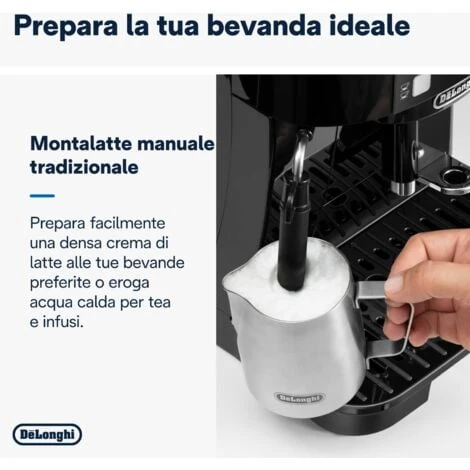 De'Longhi Perfetto Magnifica S ECAM11.112.B, Macchina Da Caffè Automatica Per Espresso E Cappuccino, Caffè In Grani O In Polvere, Con Tasti A Selezione Diretta, Spegnimento Automatico, MODELLO 2023 4 De'Longhi Perfetto Magnifica S ECAM11.112.B, Macchina Da Caffè Automatica Per Espresso E Cappuccino, Caffè In Grani O In Polvere, Con Tasti A Selezione Diretta, Spegnimento Automatico, MODELLO 2023 - immagine 2