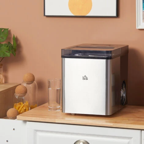 HOMCOM Macchina Per Il Ghiaccio Autopulente Con 2 Dimensioni Di Cubetti, 15kg In 24h, Serbatoio 2.1L 4 HOMCOM Macchina Per Il Ghiaccio Autopulente Con 2 Dimensioni Di Cubetti, 15kg In 24h, Serbatoio 2.1L - immagine 2