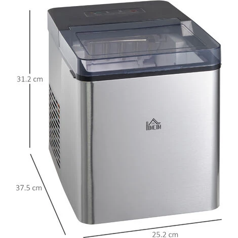 HOMCOM Macchina Per Il Ghiaccio Autopulente Con 2 Dimensioni Di Cubetti, 15kg In 24h, Serbatoio 2.1L 5 HOMCOM Macchina Per Il Ghiaccio Autopulente Con 2 Dimensioni Di Cubetti, 15kg In 24h, Serbatoio 2.1L - immagine 3