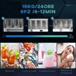 HOMCOM Macchina Per Il Ghiaccio Autopulente Con 2 Dimensioni Di Cubetti, 15kg In 24h, Serbatoio 2.1L 10 HOMCOM Macchina Per Il Ghiaccio Autopulente Con 2 Dimensioni Di Cubetti, 15kg In 24h, Serbatoio 2.1L -Piccoli Elettrodomestici Negozio 96084962 4