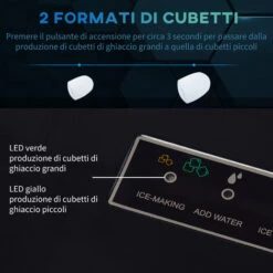 HOMCOM Macchina Per Il Ghiaccio Autopulente Con 2 Dimensioni Di Cubetti, 15kg In 24h, Serbatoio 2.1L 11 HOMCOM Macchina Per Il Ghiaccio Autopulente Con 2 Dimensioni Di Cubetti, 15kg In 24h, Serbatoio 2.1L -Piccoli Elettrodomestici Negozio 96084962 5