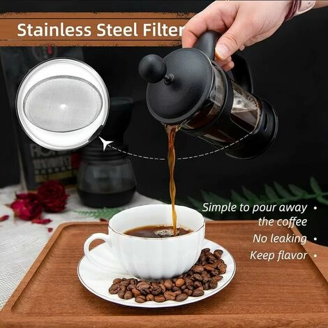Pressa ITancese Da 2 Tazze, Pressa ITancese, Perfetta Per Gli Amanti Del Caffè, Caffè Mattutino, Caffettiera Dal Sapore Massimo Con Filtro In Acciaio Inossidabile, 12 Once / 350 Ml 6 Pressa ITancese Da 2 Tazze, Pressa ITancese, Perfetta Per Gli Amanti Del Caffè, Caffè Mattutino, Caffettiera Dal Sapore Massimo Con Filtro In Acciaio Inossidabile, 12 Once / 350 Ml - immagine 4