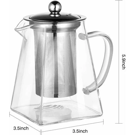 Teiera In Vetro Trasparente Con Filtro Resistente Al Calore, Adatta Per Fornelli Ad Alcool, Microonde E Lavabile In Lavastoviglie, Colino Da Tè Per Tè Sfuso E Tè Ai Fiori, Kueatily 5 Teiera In Vetro Trasparente Con Filtro Resistente Al Calore, Adatta Per Fornelli Ad Alcool, Microonde E Lavabile In Lavastoviglie, Colino Da Tè Per Tè Sfuso E Tè Ai Fiori, Kueatily - immagine 3