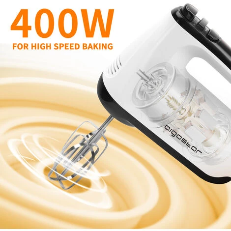 Aigostar Pudding - Sbattitore Elettrico, 6 Velocità E Turbo, Frusta Elettrica, 400W, Miscelazione Silenziosa. Dotato Di 2 Fruste, 2 Ganci Impastatori, Frusta E Contenitore. 4 Aigostar Pudding - Sbattitore Elettrico, 6 Velocità E Turbo, Frusta Elettrica, 400W, Miscelazione Silenziosa. Dotato Di 2 Fruste, 2 Ganci Impastatori, Frusta E Contenitore. - immagine 2