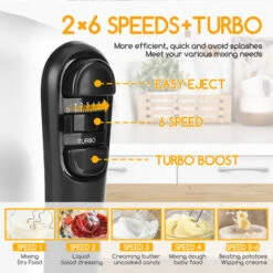 Aigostar Pudding - Sbattitore Elettrico, 6 Velocità E Turbo, Frusta Elettrica, 400W, Miscelazione Silenziosa. Dotato Di 2 Fruste, 2 Ganci Impastatori, Frusta E Contenitore. 9 Aigostar Pudding - Sbattitore Elettrico, 6 Velocità E Turbo, Frusta Elettrica, 400W, Miscelazione Silenziosa. Dotato Di 2 Fruste, 2 Ganci Impastatori, Frusta E Contenitore. -Piccoli Elettrodomestici Negozio 98499045 3