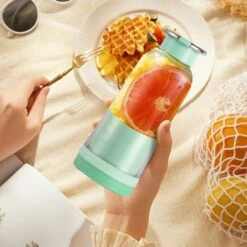 Frullatore Di Frutta Portatile, Spremiagrumi Portatile, Mini Frullatore USB Per Frullati, Frullati, Succhi Di Frutta, Frullatore Portatile 400 Ml 4 Lame Per Sport E Viaggi, Verde (solo Estrattore Di S -Piccoli Elettrodomestici Negozio 98717333 3