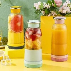 Frullatore Di Frutta Portatile, Spremiagrumi Portatile, Mini Frullatore USB Per Frullati, Frullati, Succhi Di Frutta, Frullatore Portatile 400 Ml 4 Lame Per Sport E Viaggi, Giallo (solo Estrattore Di -Piccoli Elettrodomestici Negozio 98719629 3