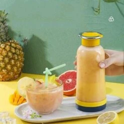 Frullatore Di Frutta Portatile, Spremiagrumi Portatile, Mini Frullatore USB Per Frullati, Frullati, Succhi Di Frutta, Frullatore Portatile 400 Ml 4 Lame Per Sport E Viaggi, Giallo (solo Estrattore Di -Piccoli Elettrodomestici Negozio 98719629 5