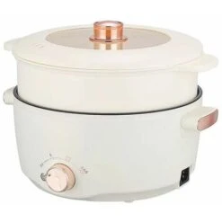 Fornello Lento Piccola Caldaia Elettrica Domestica Multifunzionale Wok Elettrico Fritto Padella Antiaderente (color Crema)