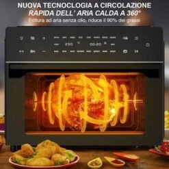 Forno Friggitrice Ad Aria Calda 30Lt Digitale 1800W Frigge Cuoce Senza Olio Nero 9 Forno Friggitrice Ad Aria Calda 30Lt Digitale 1800W Frigge Cuoce Senza Olio Nero -Piccoli Elettrodomestici Negozio 99493000 3