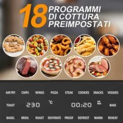 Forno Friggitrice Ad Aria Calda 30Lt Digitale 1800W Frigge Cuoce Senza Olio Nero 10 Forno Friggitrice Ad Aria Calda 30Lt Digitale 1800W Frigge Cuoce Senza Olio Nero -Piccoli Elettrodomestici Negozio 99493000 4