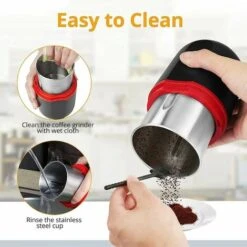 Macinacaffè Elettrico Da 150 W Macinacaffè In Grani Capacità 120 G Con Spazzola Per La Pulizia Cucchiaino 2 In 1 E Pressino (nero) -Piccoli Elettrodomestici Negozio 99547180 4