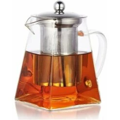 Teiera Quadrata In Vetro Con Infusore, Teiera In Borosilicato Da 500 Ml Con Filtro, Teiere Trasparenti A Foglie Sfuse Per Tè Sfuso