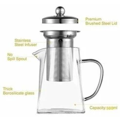 Teiera Quadrata In Vetro Con Infusore, Teiera In Borosilicato Da 500 Ml Con Filtro, Teiere Trasparenti A Foglie Sfuse Per Tè Sfuso 11 Teiera Quadrata In Vetro Con Infusore, Teiera In Borosilicato Da 500 Ml Con Filtro, Teiere Trasparenti A Foglie Sfuse Per Tè Sfuso -Piccoli Elettrodomestici Negozio 99783796 5