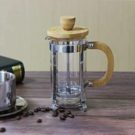 French Press, 350ml 12oz 1-2 Tazze French Press, Piccola Pressa Per Tè In Vetro Borosilicato Con Manico In Bambù 4 French Press, 350ml 12oz 1-2 Tazze French Press, Piccola Pressa Per Tè In Vetro Borosilicato Con Manico In Bambù - immagine 2